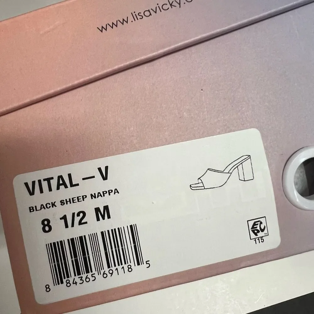 New in Box Lisa Vicky Vital Black Leather Open-Toe Mules - Size 8.5M - Picture 9 of 9